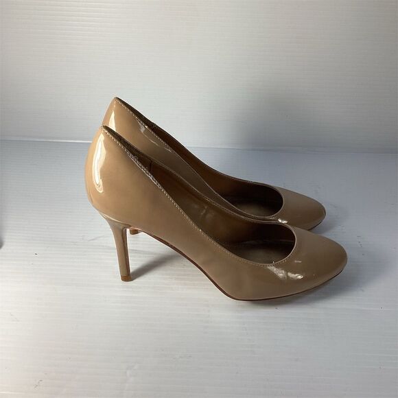 Women's Beige Patent Leather Stiletto Pumps Size 9 Pointed Toe Formal - Picture 2 of 6